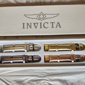 LIKE NEW INVICTA Lupah 20MM Genuine Leather Watch Bands Metallic Colors Set of 4